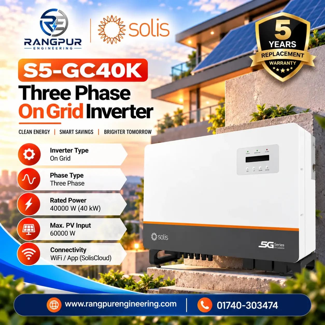 40 KW Three Phase On Grid Inverter with Wi-Fi App Monitoring 40 KW Three Phase On Grid Inverter with Wi-Fi App Monitoring