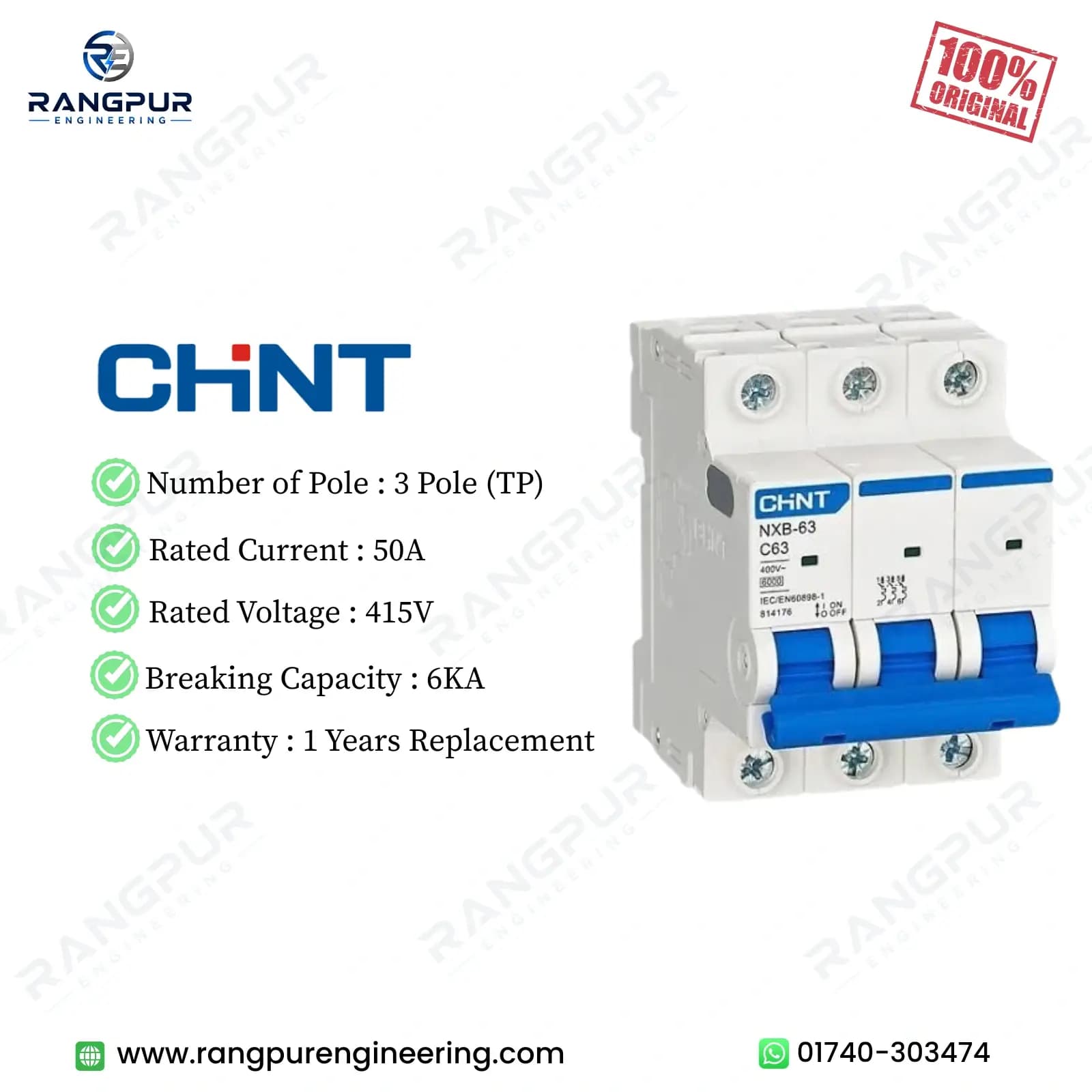50A Three Pole MCB 6kA C Curve Miniature Circuit Breaker 50A Three Pole MCB 6kA C Curve Miniature Circuit Breaker