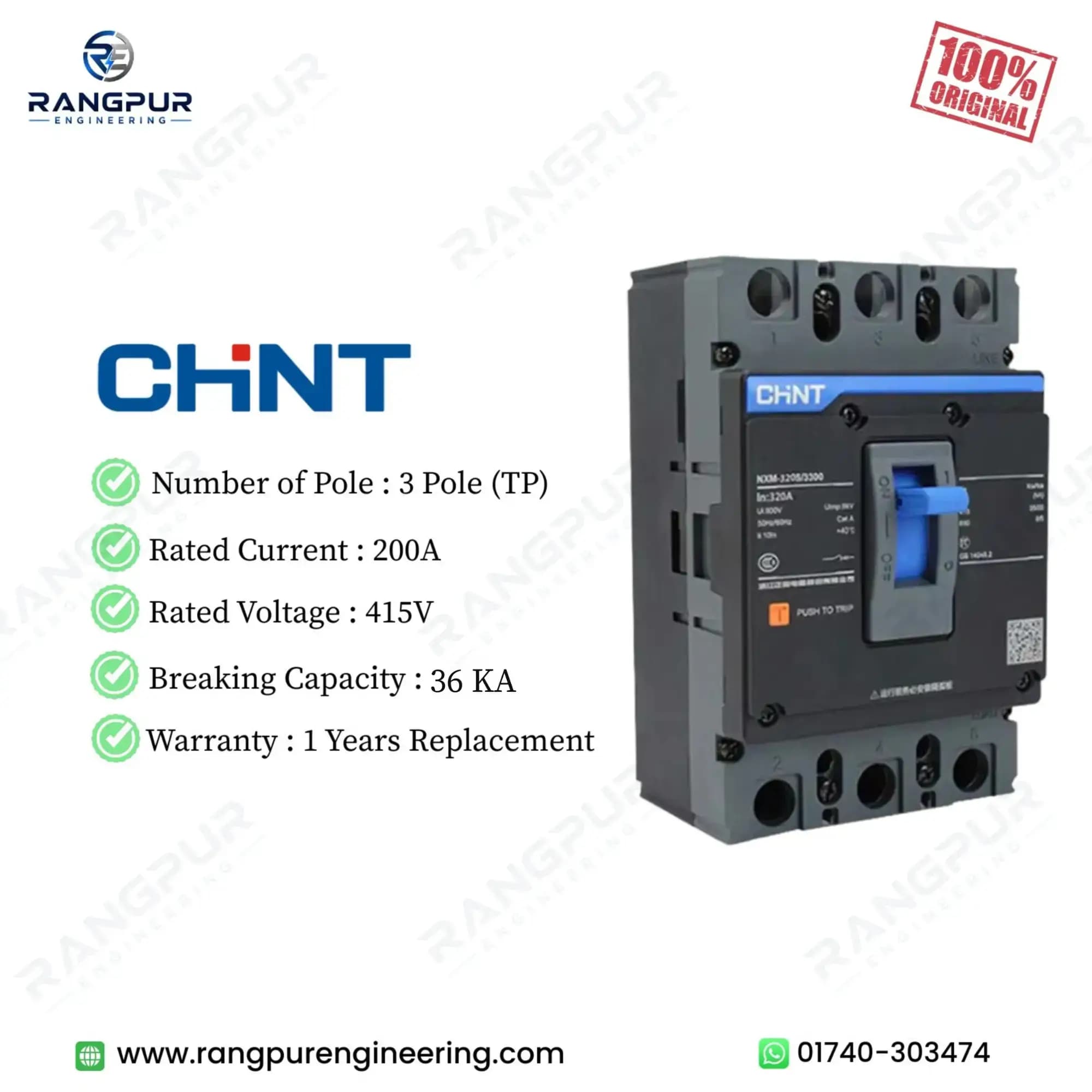 200A 3 Pole MCCB Circuit Breaker 36kA Fixed Type Three Phase 200A 3 Pole MCCB Circuit Breaker 36kA Fixed Type Three Phase