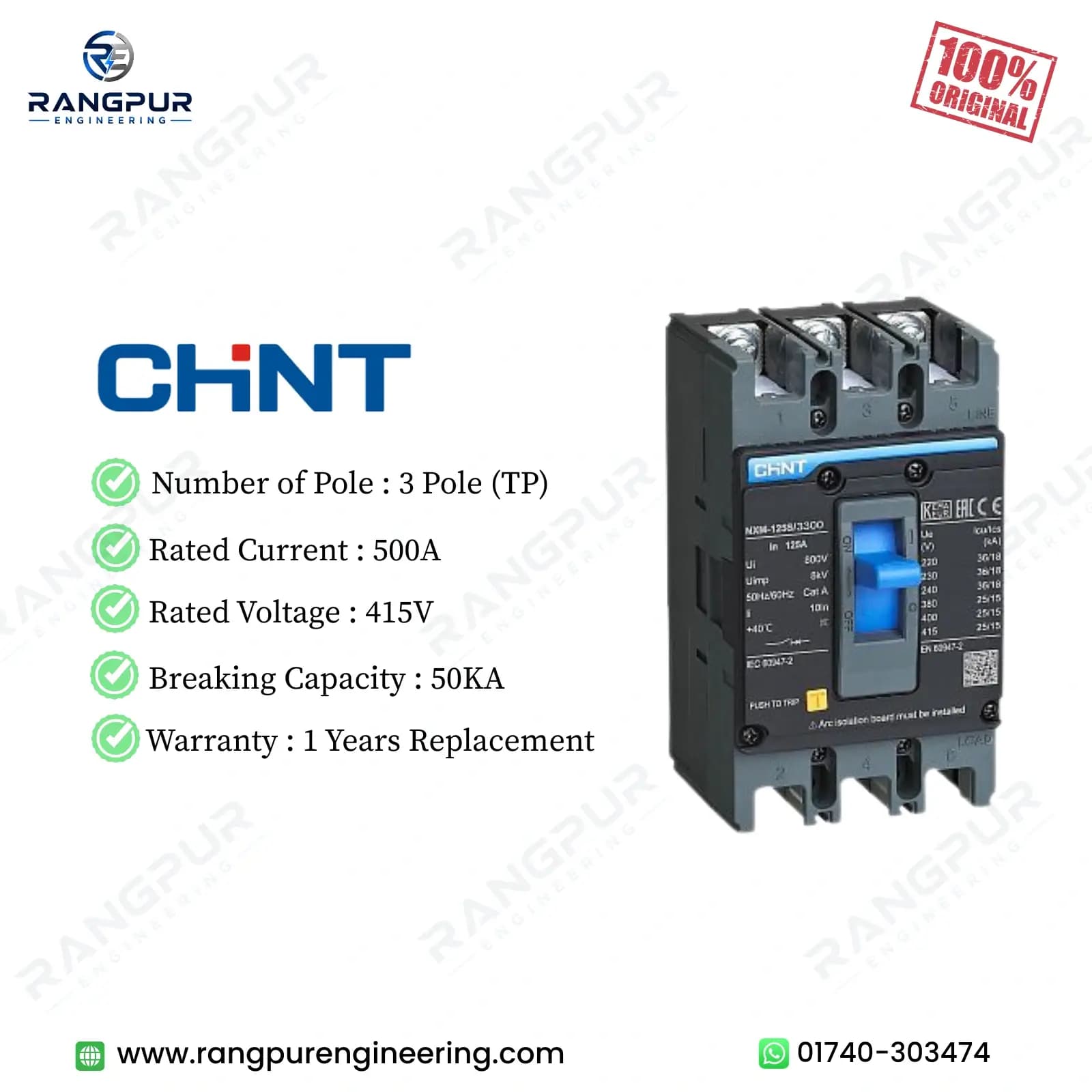 500A 3 Pole MCCB Circuit Breaker 50kA Fixed Type Three Phase 500A 3 Pole MCCB Circuit Breaker 50kA Fixed Type Three Phase