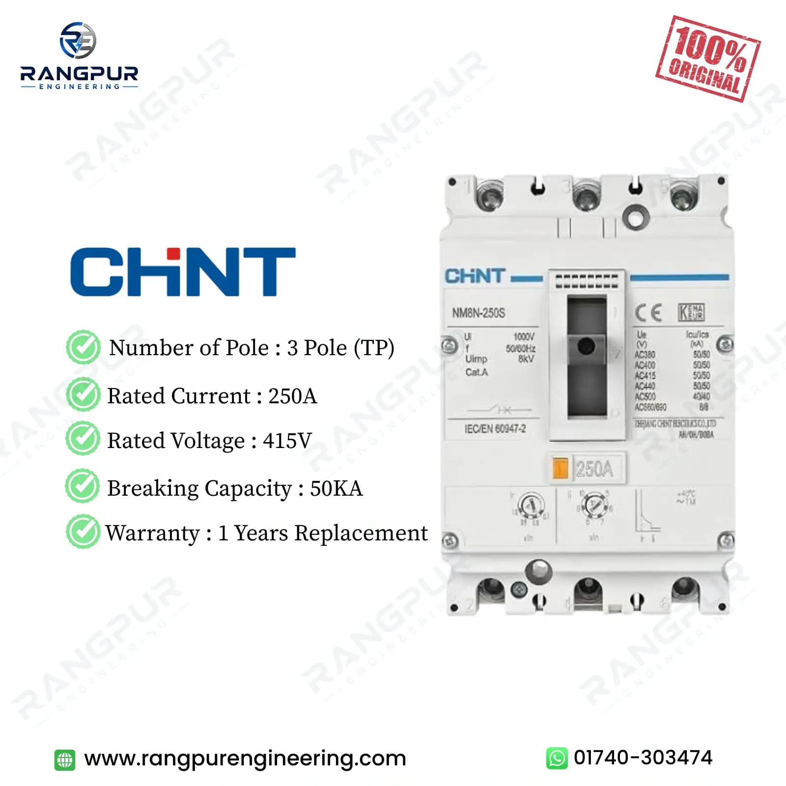 250A 3 Pole MCCB Circuit Breaker 50kA Adjustable Protection 250A 3 Pole MCCB Circuit Breaker 50kA Adjustable Protection
