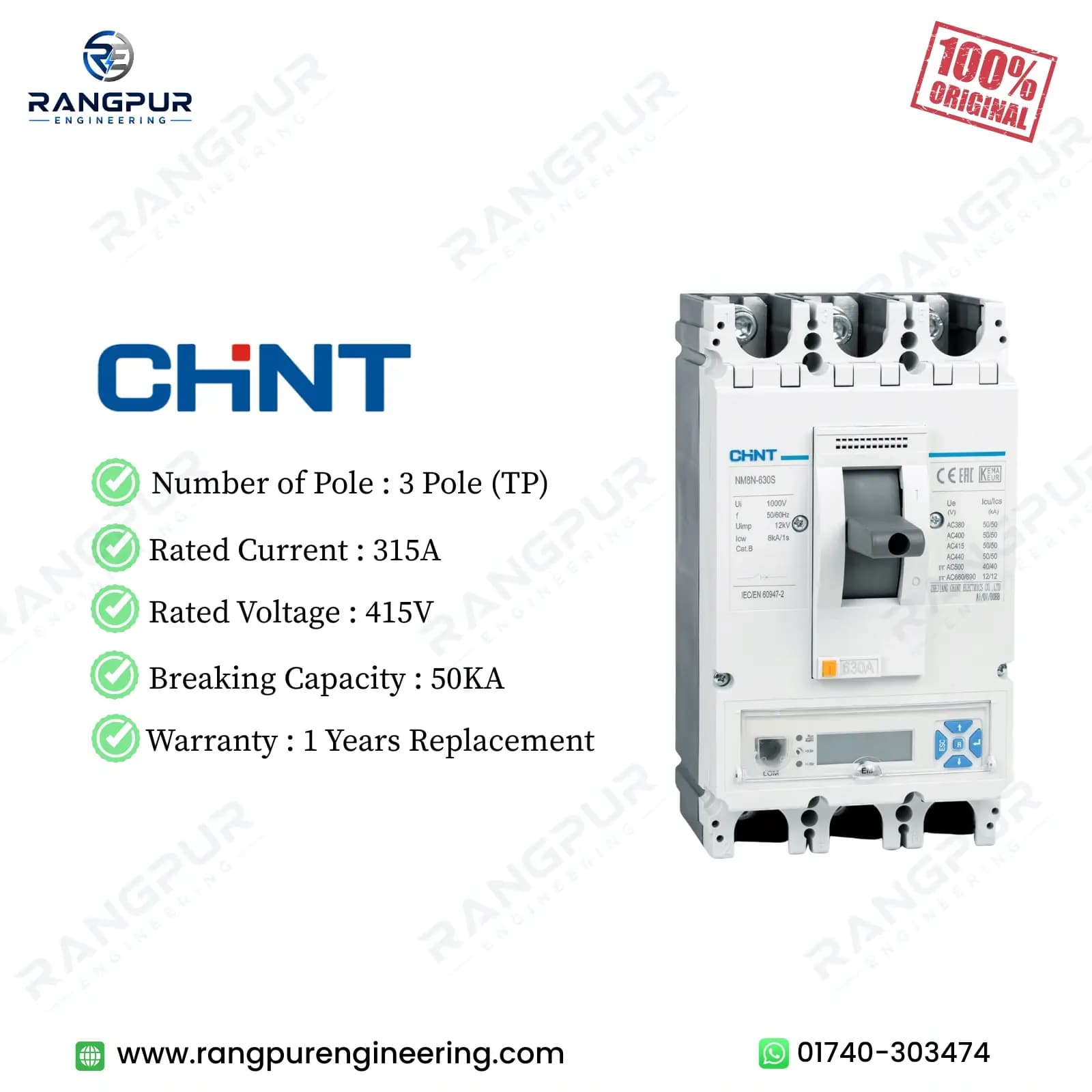 315A 3 Pole MCCB Circuit Breaker with 50kA Breaking Capacity 315A 3 Pole MCCB Circuit Breaker with 50kA Breaking Capacity