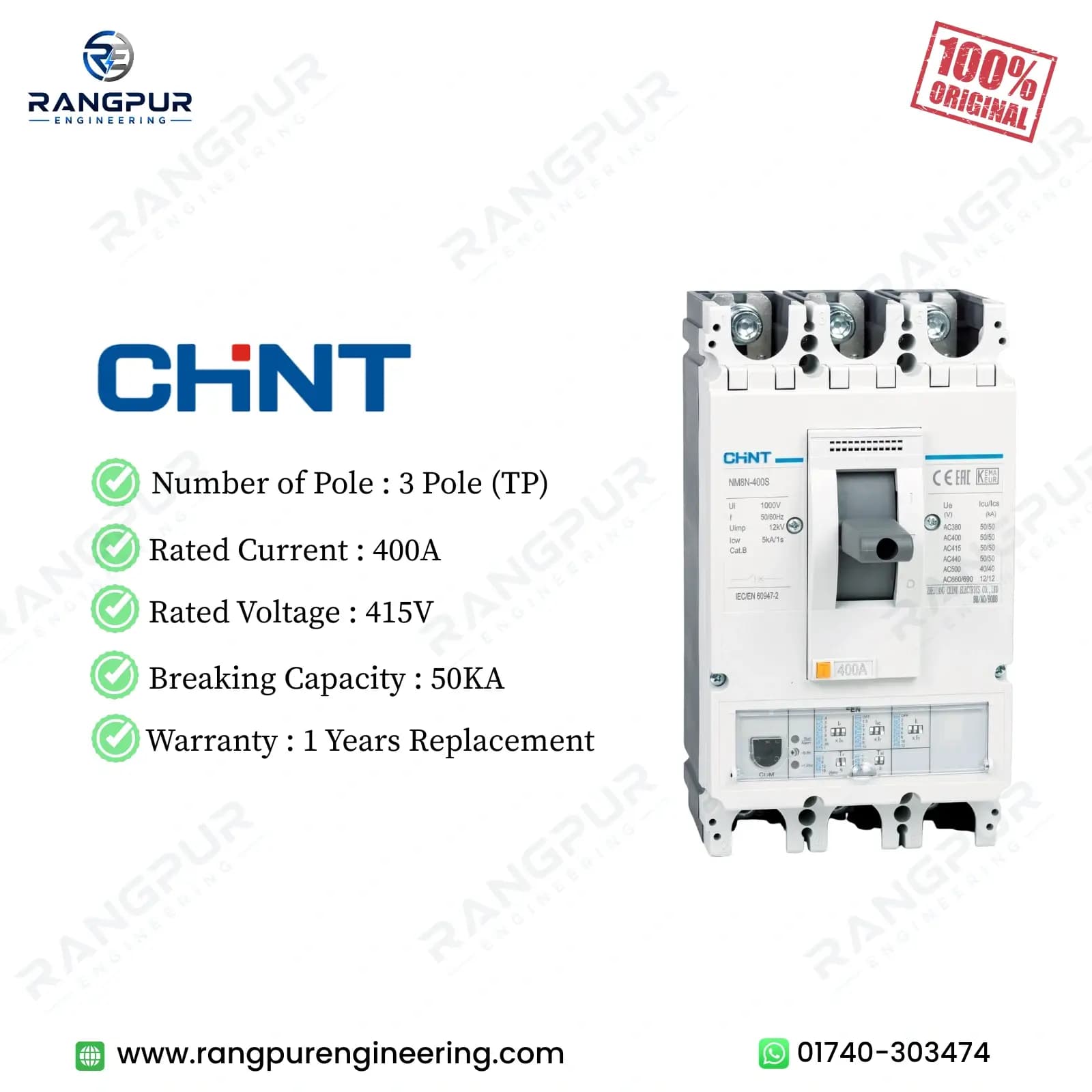 400A 3 Pole MCCB Circuit Breaker 50kA Adjustable Protection 400A 3 Pole MCCB Circuit Breaker 50kA Adjustable Protection