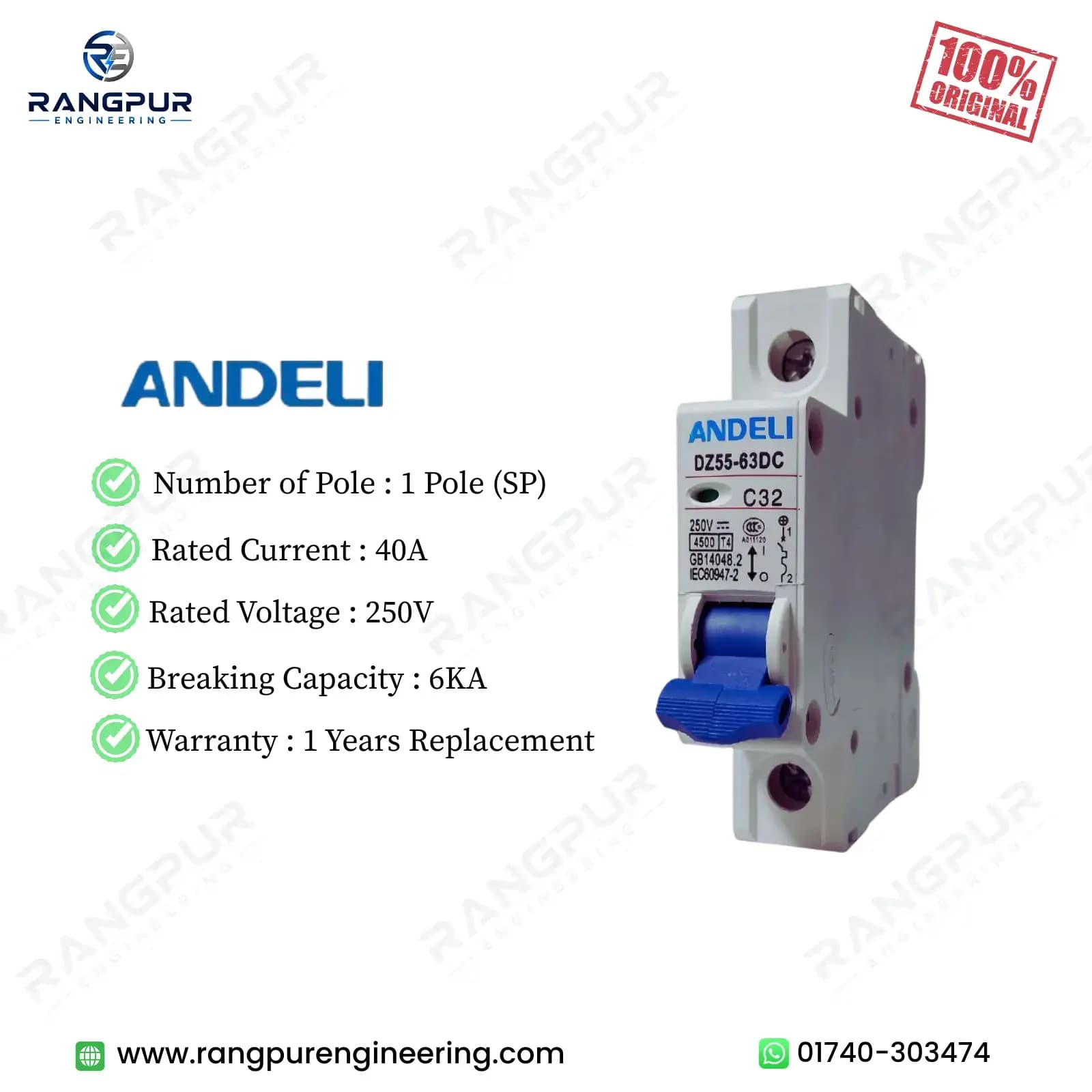 40A DC Miniature Circuit Breaker 250V 1 Pole 6kA Protection 40A DC Miniature Circuit Breaker 250V 1 Pole 6kA Protection