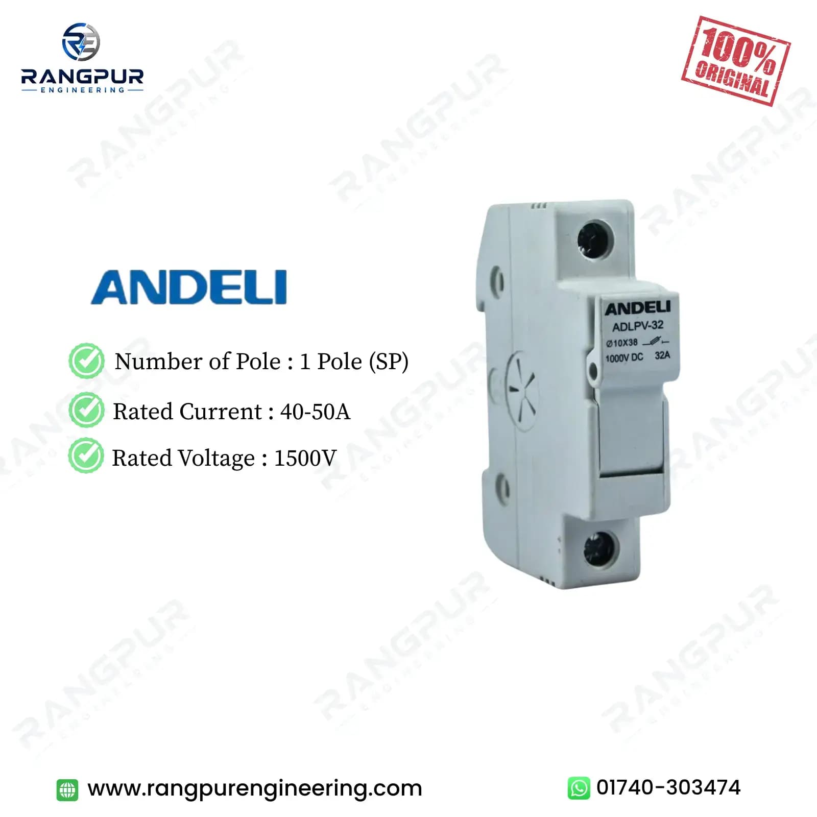 DC PV Fuse Holder Single Pole 1500V Solar gPV Fuse Carrier