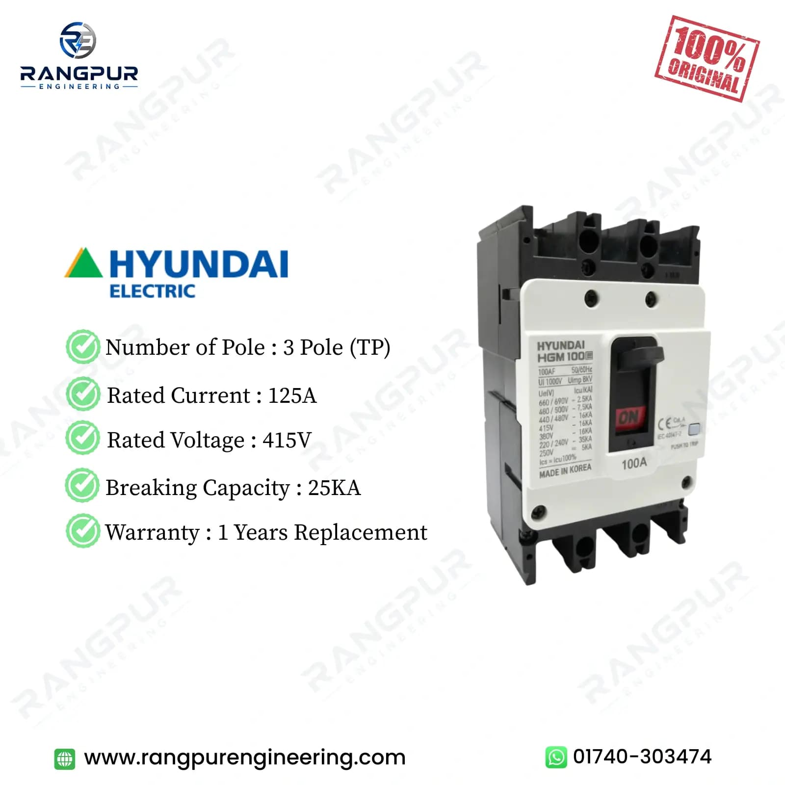 125A 3 Pole MCCB Circuit Breaker 25kA Fixed Type Three Phase 125A 3 Pole MCCB Circuit Breaker 25kA Fixed Type Three Phase