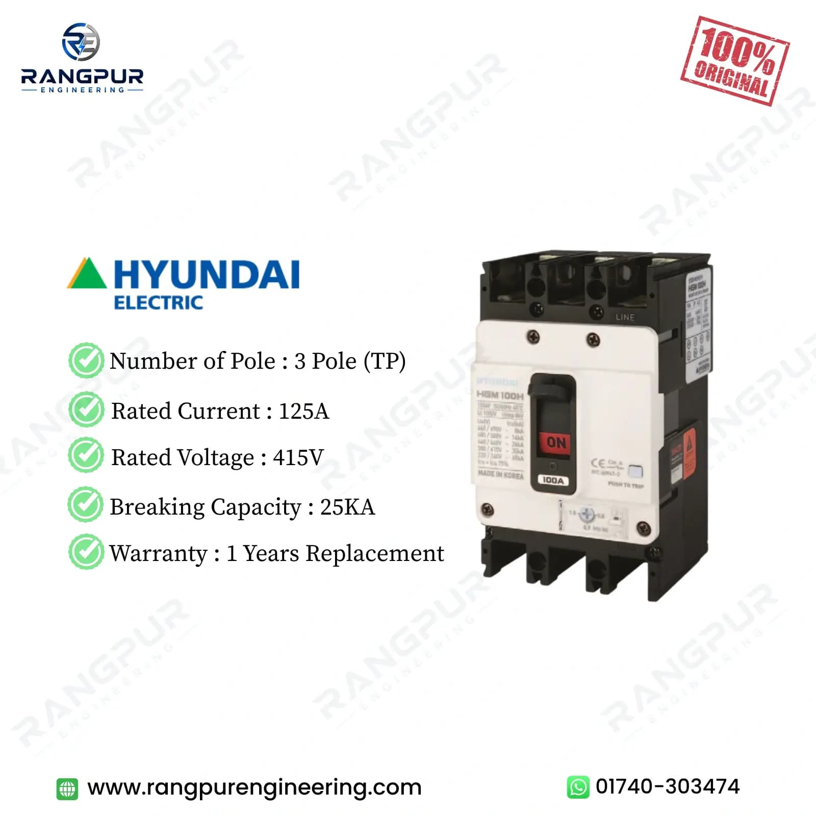 125A 3 Pole MCCB Circuit Breaker 25kA Adjustable Three Phase 125A 3 Pole MCCB Circuit Breaker 25kA Adjustable Three Phase