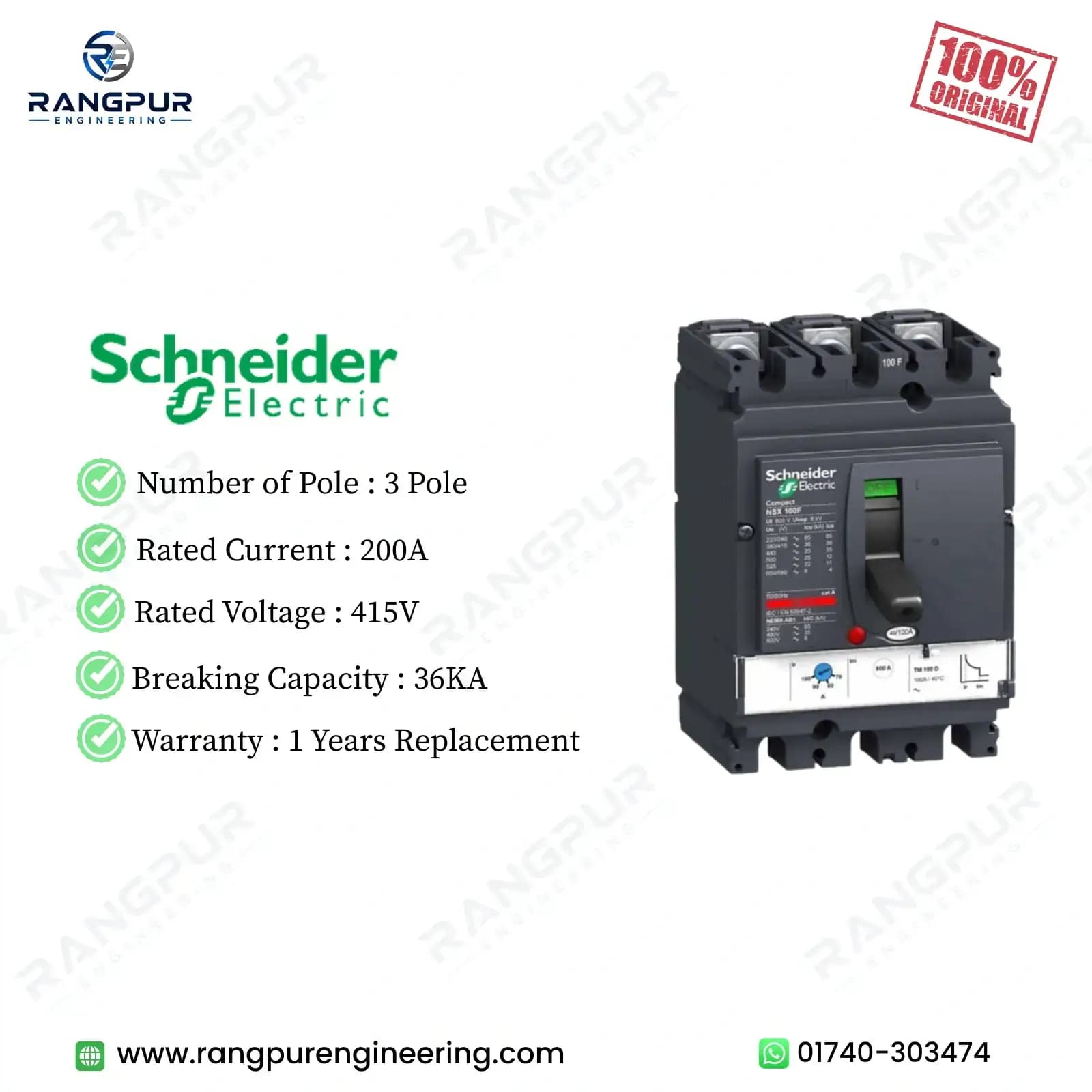 200A 3 Pole MCCB Circuit Breaker 36kA Adjustable Protection 200A 3 Pole MCCB Circuit Breaker 36kA Adjustable Protection