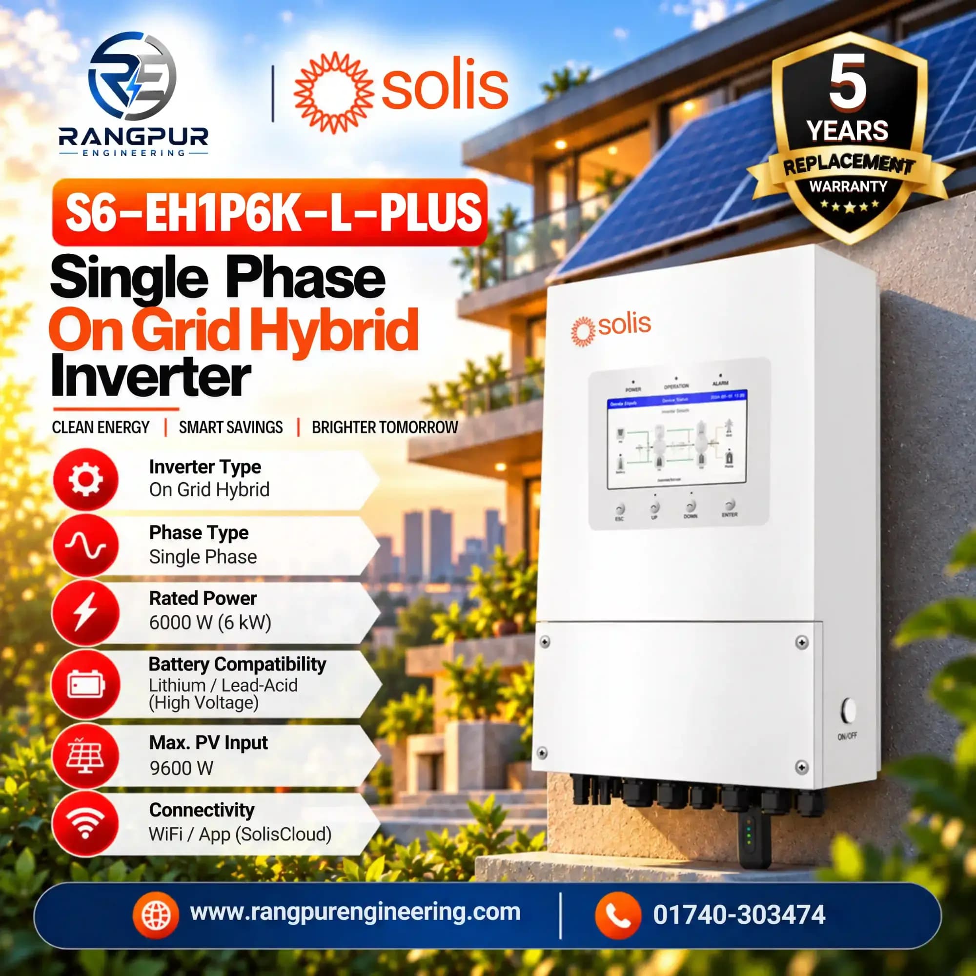 6 KW Single Phase On Grid Hybrid Inverter with WiFi Monitoring 6 KW Single Phase On Grid Hybrid Inverter with WiFi Monitoring