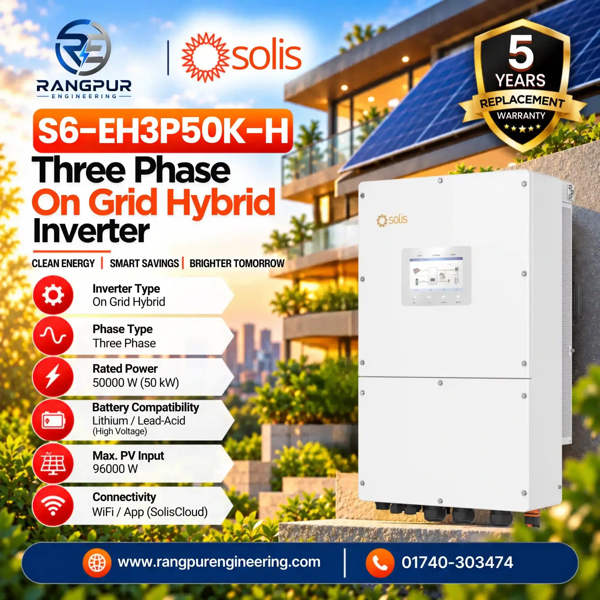 50 KW Three Phase On Grid Hybrid Inverter with Wi-Fi App Monitoring 50 KW Three Phase On Grid Hybrid Inverter with Wi-Fi App Monitoring