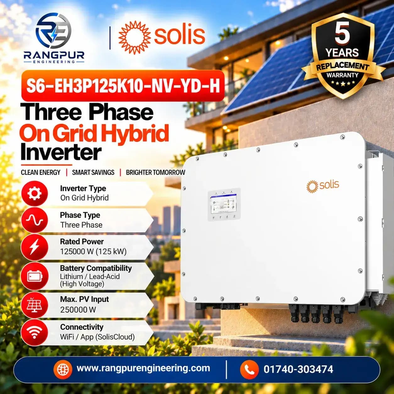 125 KW Three Phase On Grid Hybrid Inverter with Wi-Fi App Monitoring 125 KW Three Phase On Grid Hybrid Inverter with Wi-Fi App Monitoring