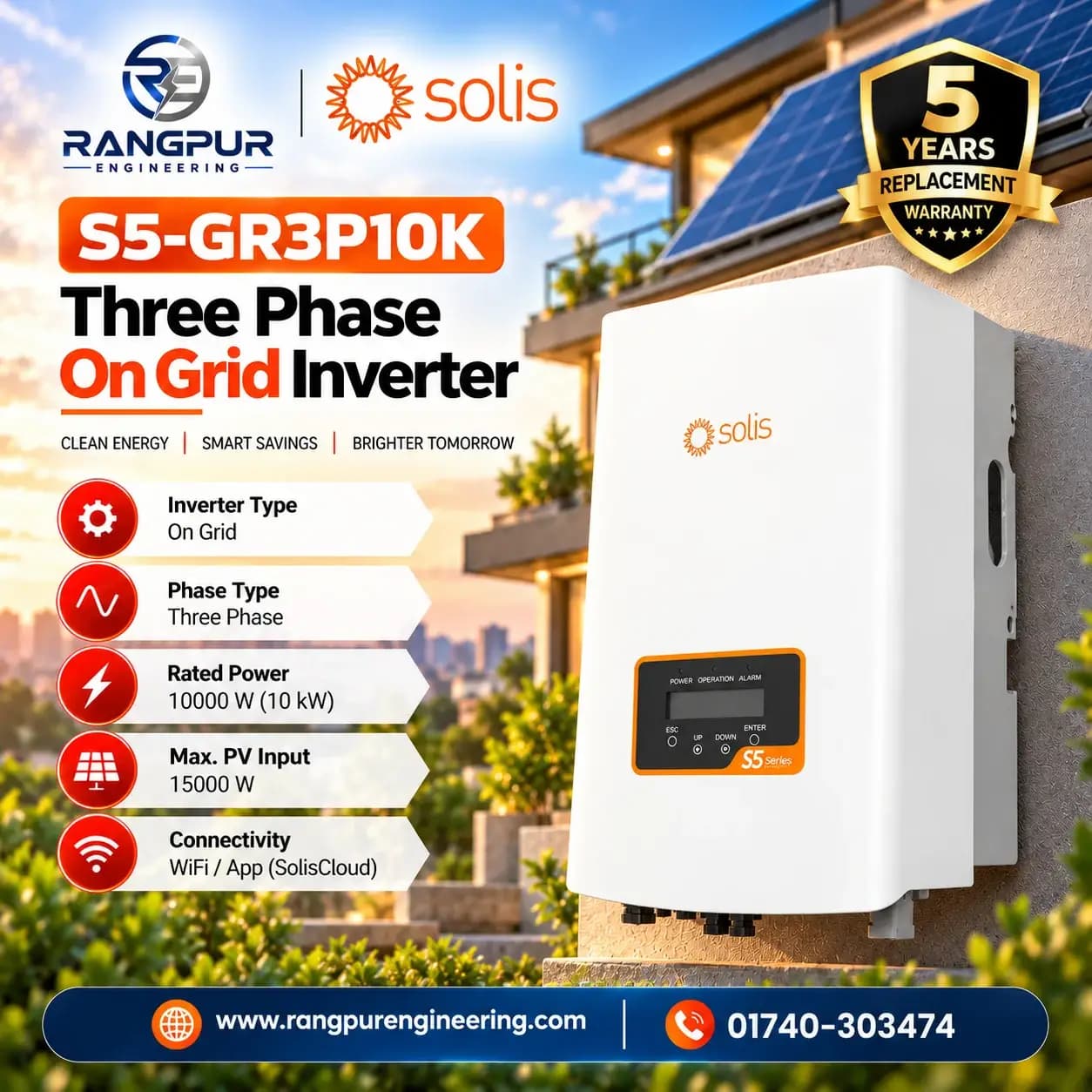 10 KW Three Phase On Grid Inverter with Wi-Fi App Monitoring 10 KW Three Phase On Grid Inverter with Wi-Fi App Monitoring