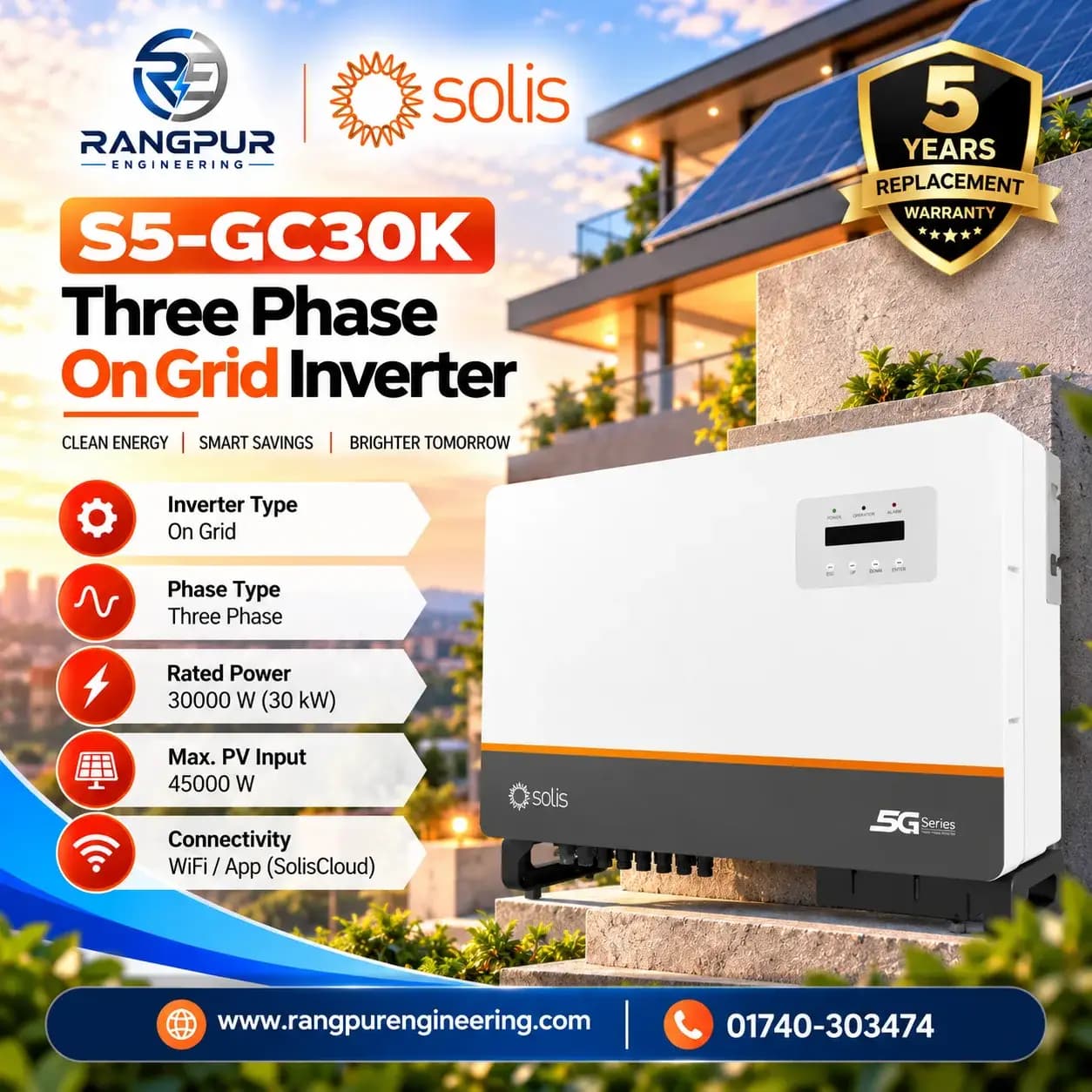 30kW three-phase on-grid solar inverter with Wi-Fi monitoring 30kW three-phase on-grid solar inverter with Wi-Fi monitoring